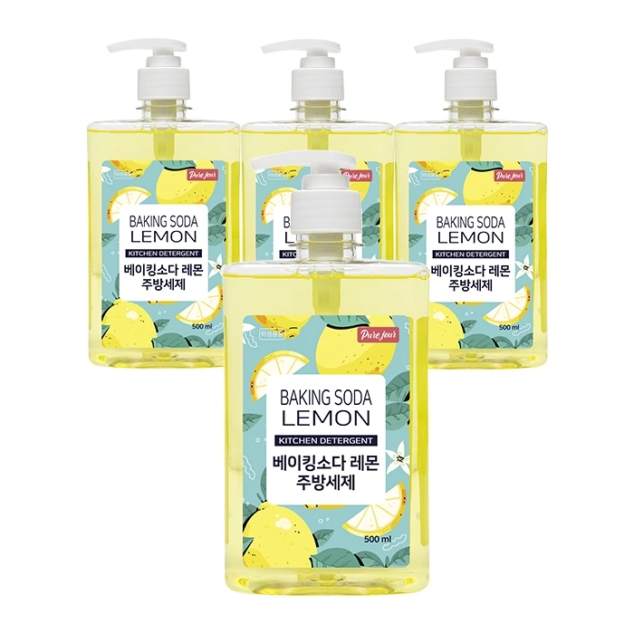 베이킹소다 함유 레몬 1종 주방세제 500ml*4개 (업체별도 무료배송)