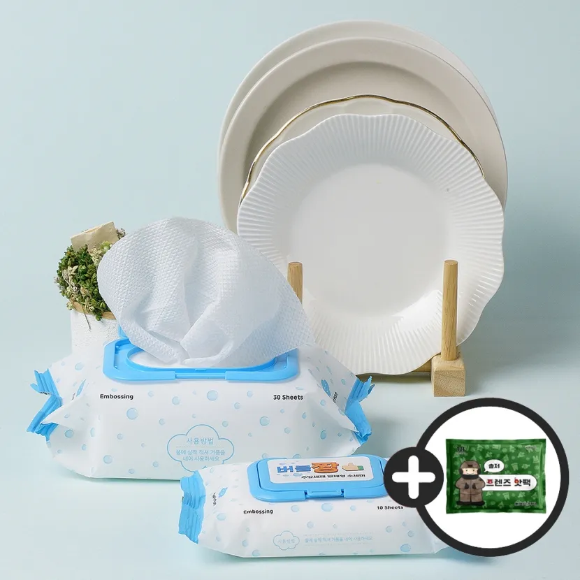 세제일체형 올인원 캠핑 일회용 수세미＋핫팩 150g*5매 (업체별도 무료배송)