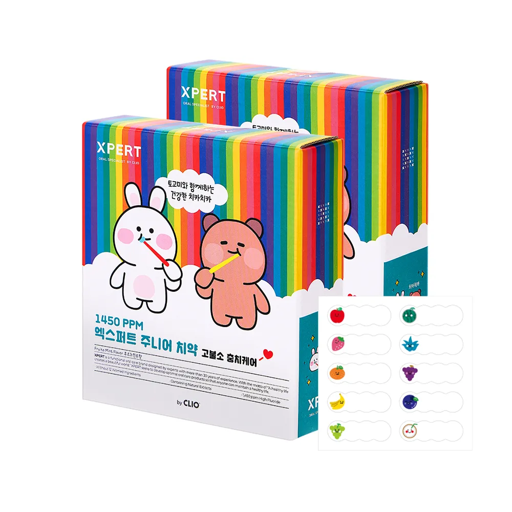 [크리오] 엑스퍼트 어린이 치약 후르츠민트향 100g*4개 x 2 네임스티커 증정 (업체별도 무료배송)