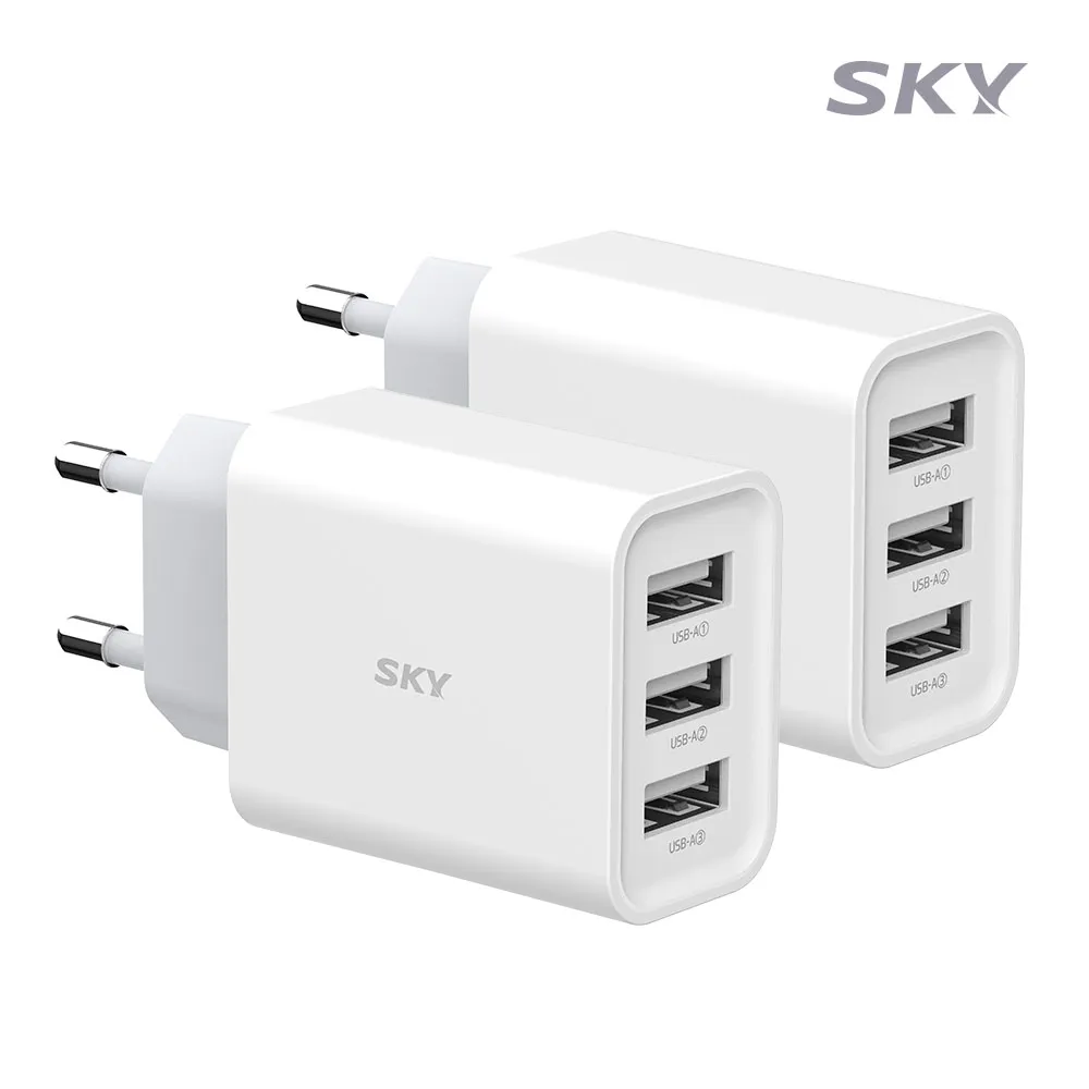 (1+1) [스카이] 필 18W USB 3포트 멀티 충전기 C3 (저속/일반충전) (업체별도 무료배송)