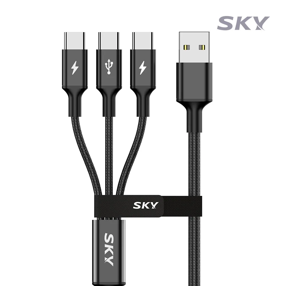 [스카이] 3in1 27W USB-A to C타입 멀티 고속충전 케이블 (업체별도 무료배송)