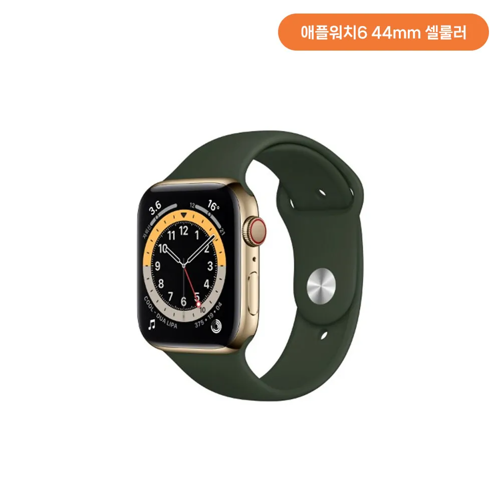 [단순변심]애플워치6 44mm GPS+Cellular (골드 색상) + (스테인리스 케이스/사이프러스 그린 스포츠밴드) M09F3KH/A (업체별도 무료배송)[중고상품][오픈박스]