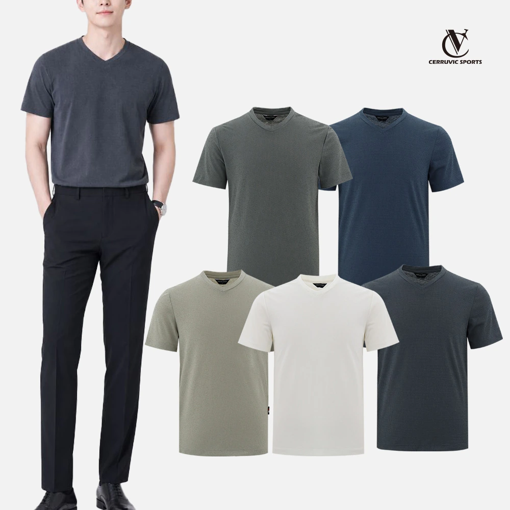 [세루빅스포츠] 남성 와플조직 브이넥 스판 반팔 티셔츠 5color (업체별도 무료배송)