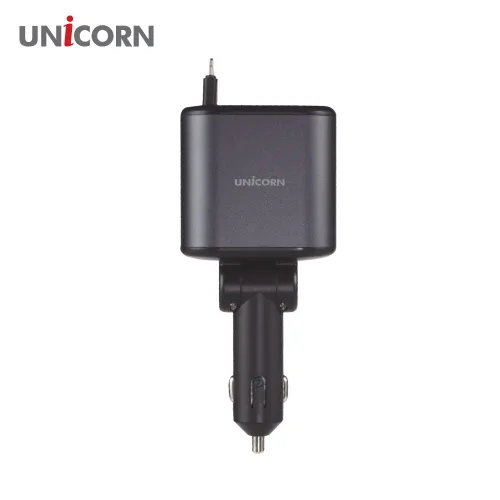 [유니콘] 4in1 릴타입 차량용 충전기 시거잭 (동시 4대충전/LED 화면) CP-500D (업체별도 무료배송)