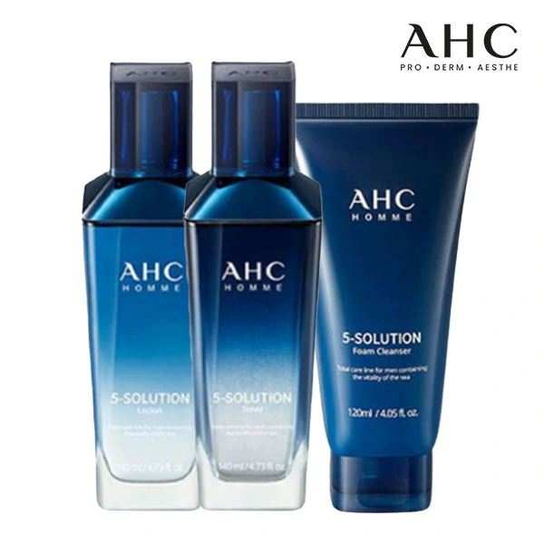 [AHC] 옴므5 솔루션 클렌저/토너/에멀전 3종 골라담기 140ml (주름개선 기능성)(업체별도 무료배송)