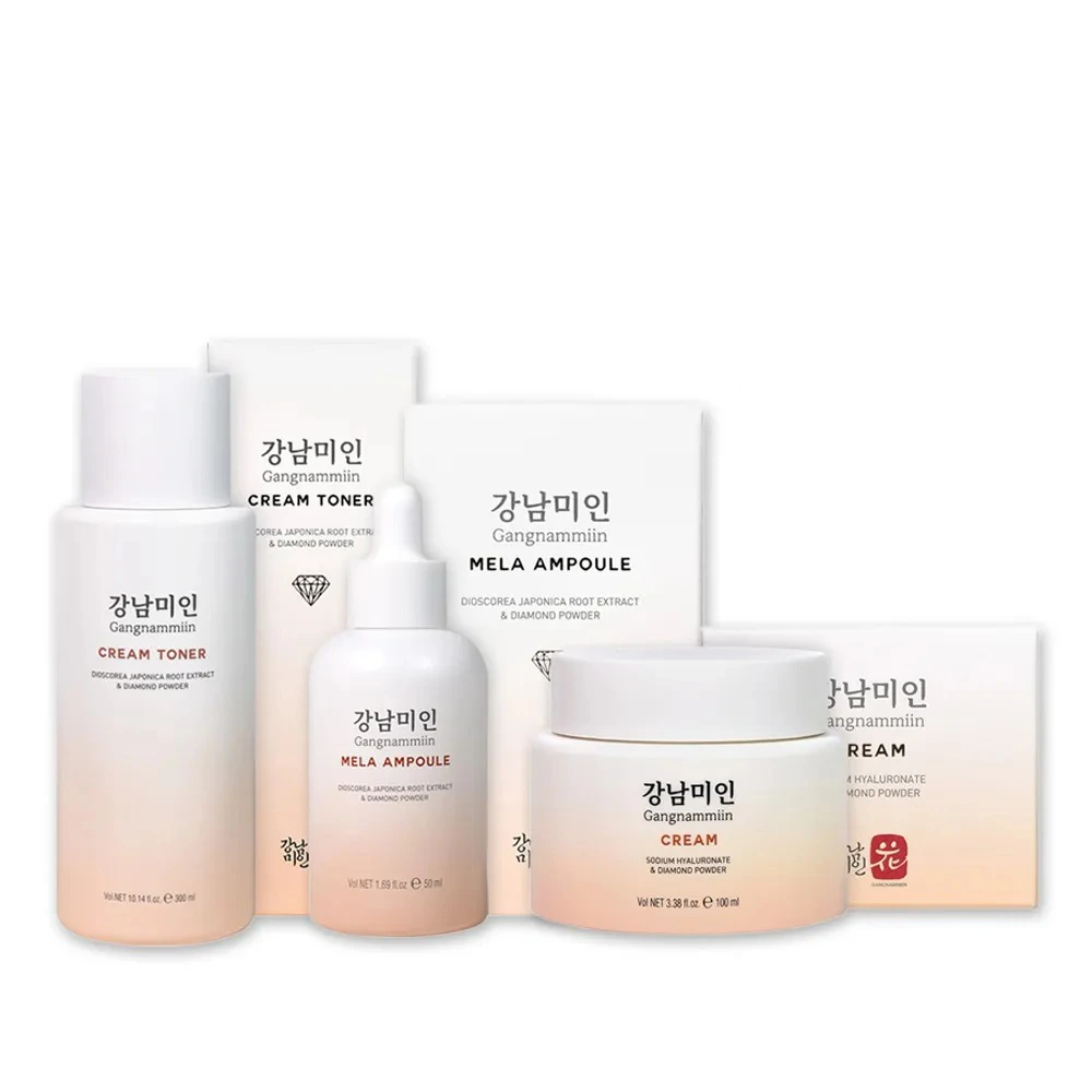 [강남미인] 크림 토너/멜라 앰플/수분 크림 3종 세트 + 쇼핑백 증정 (업체별도 무료배송)