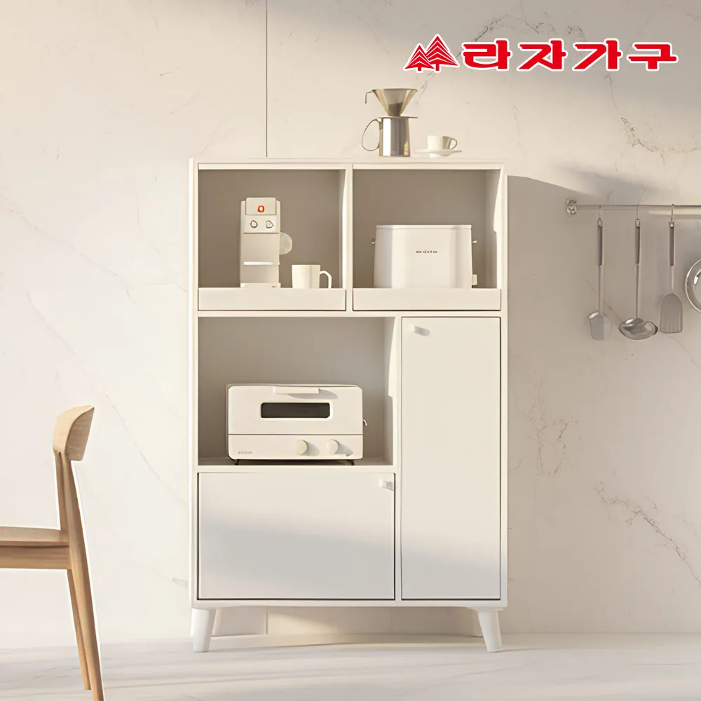 [라자가구] 온담 높은 멀티 홈바 주방수납장 슬라이드 홈카페 틈새 선반장 800 (방문설치배송)