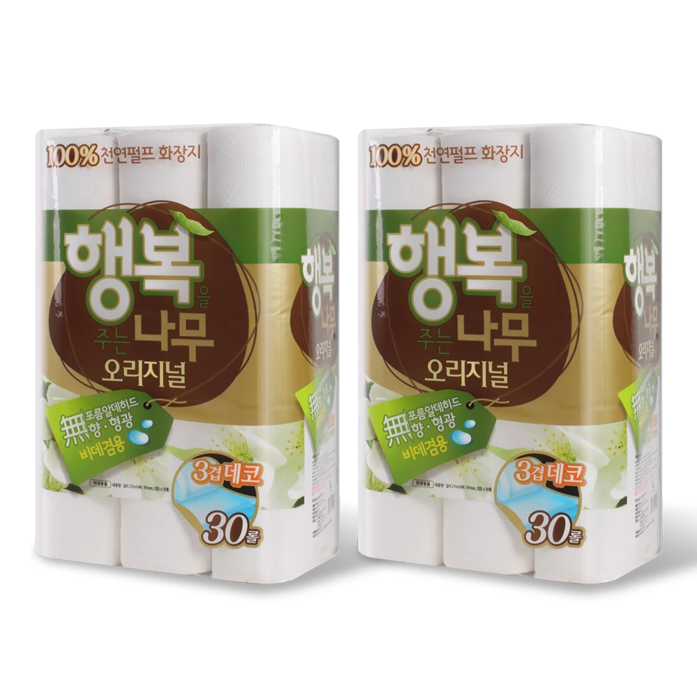 [행복제지] 3겹 행복나무 오리지널 휴지 27M 30롤 x 2개/3개 (업체별도 무료배송)