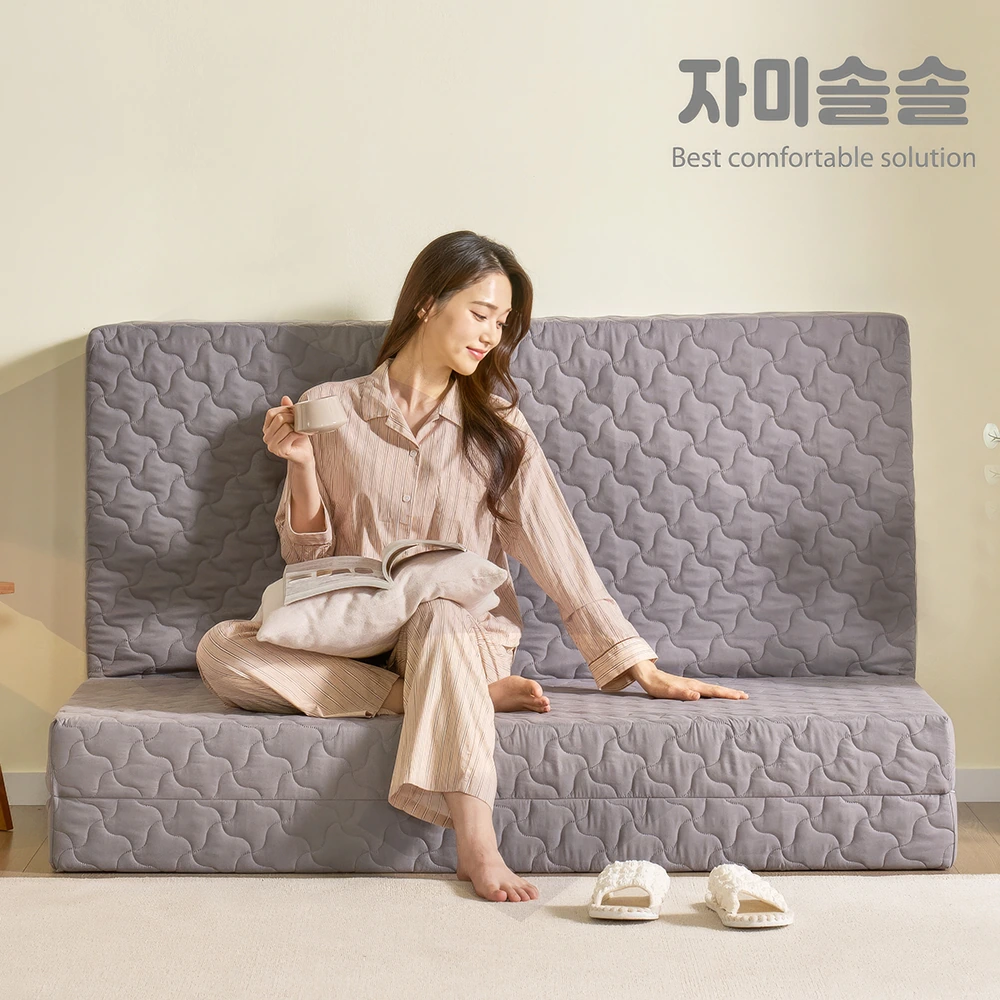 [자미솔솔] 3단 접이식 토퍼 매트리스 고밀도 바닥 수면매트 12cm (업체별도 무료배송)