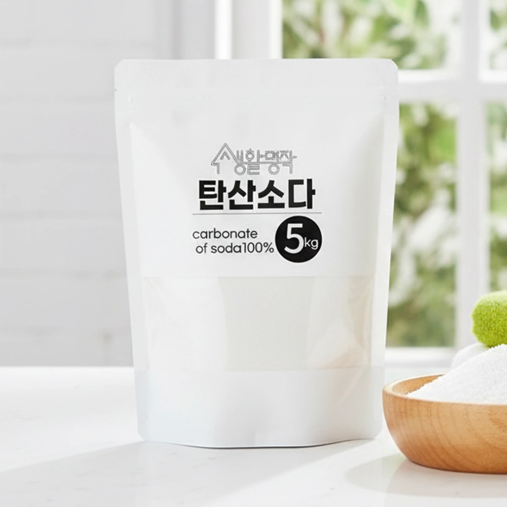 [생활명작] 워싱 탄산소다 5kg+스푼1개 가루세제 표백 청소세제 쉰내제거 (업체별도 무료배송)