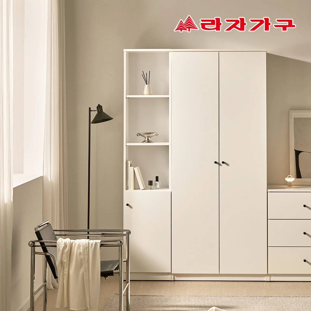 [라자가구] 더모어 키큰 틈새 수납 다용도 슬림 여닫이 선반장 400 (방문설치배송)