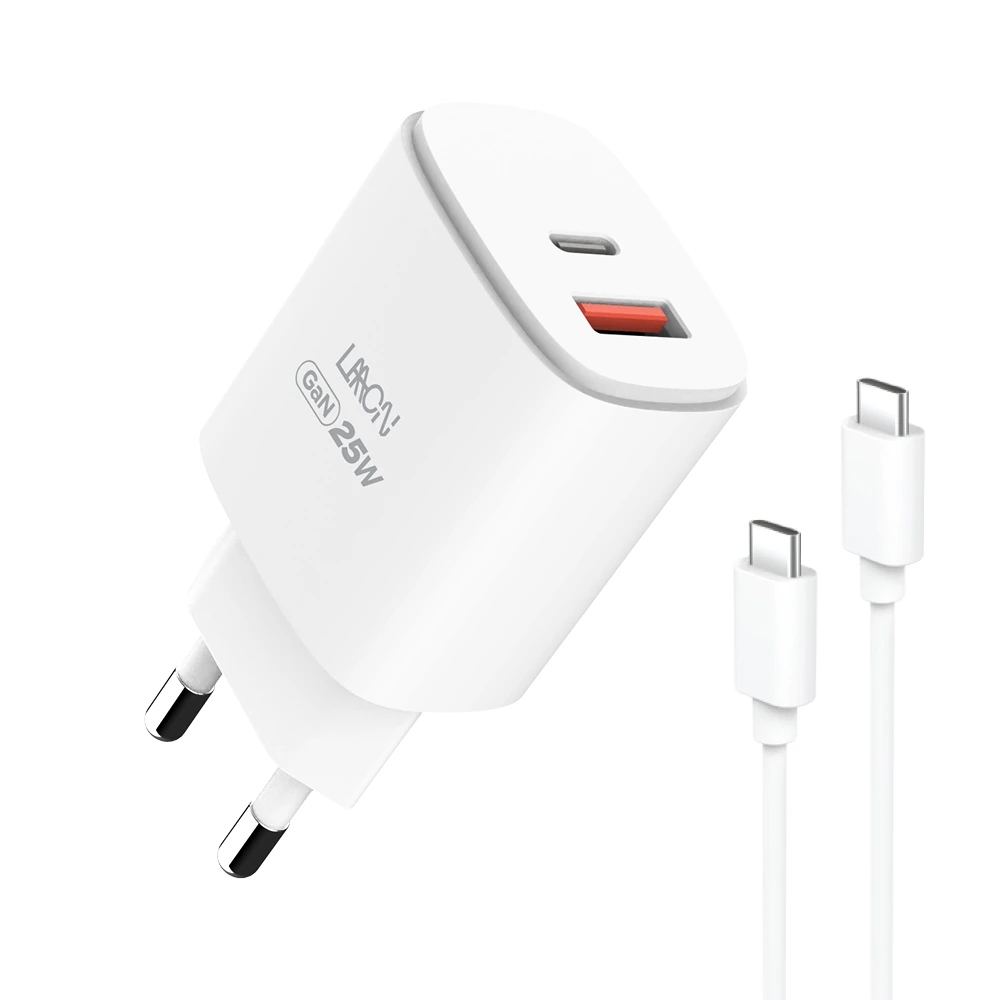 [LAAON] 25W 2포트 PD+USB 초고속 GaN 충전기 1M CtoC 케이블 포함 ITB-GaND25C (업체별도 무료배송)