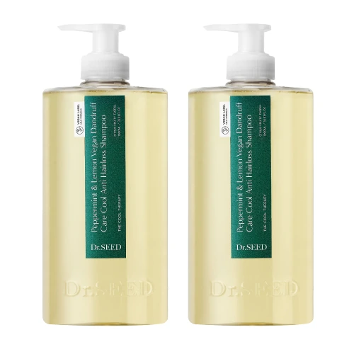 [닥터시드] 페퍼민트 앤 레몬 비건 비듬케어 쿨 탈모 샴푸 1000ml x 2개(탈모증상완화 기능성)(업체별도 무료배송)