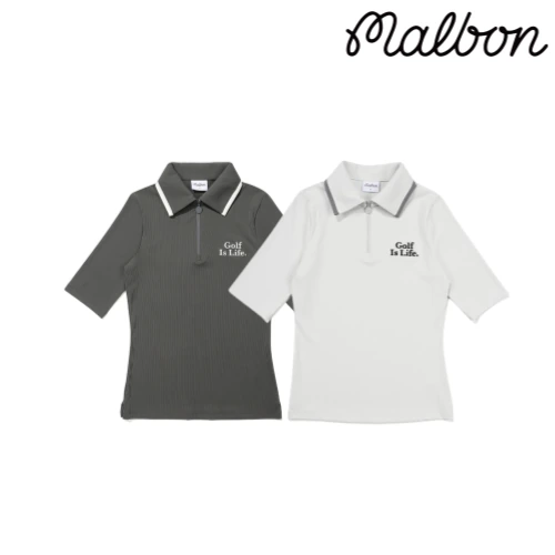 [말본] S~L사이즈 여성 Golf is Life 하프 집업 폴로 반팔 티셔츠 2color (업체별도 무료배송)