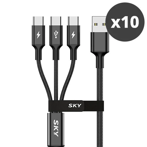 [대량구매관][스카이] 3in1 27W USB-C타입 멀티 고속충전 케이블 x 10개 (2M)(업체별도 무료배송)