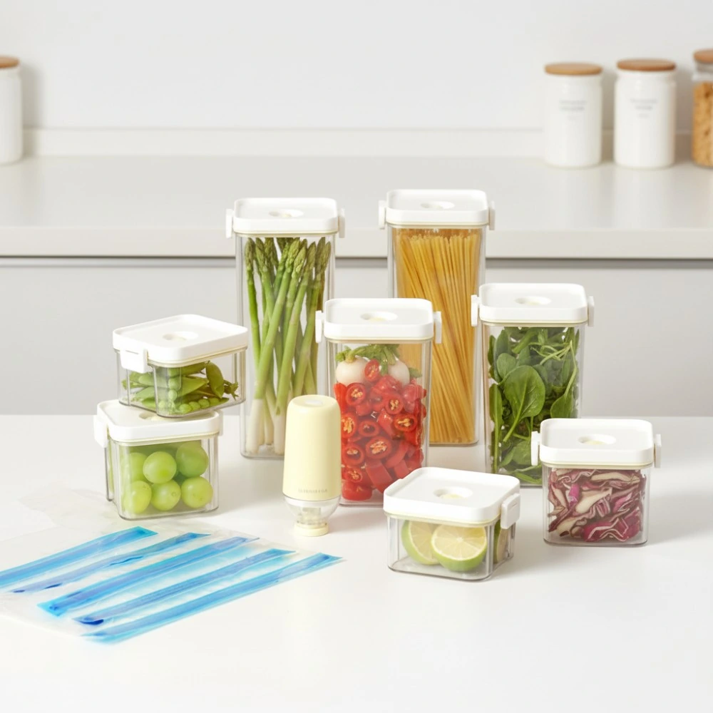 [모노테일] 진공 야채 반찬통 진공기+냉장고 밀폐보관용기 420ml,600ml,1240ml/4종,5종,올인원세트 택1 (업체별도 무료배송)