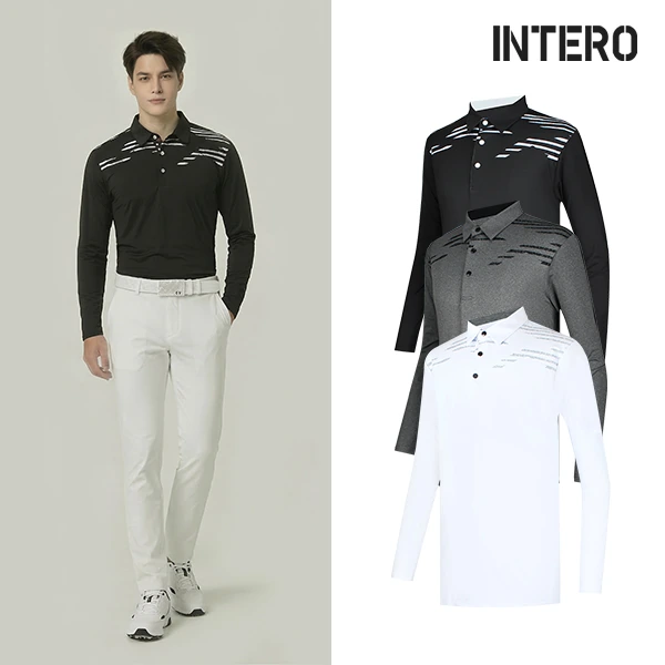 [INTERO]인테로 골프 봄/가을 물결무늬 남성 골프티셔츠/ISGT(업체별도 무료배송)