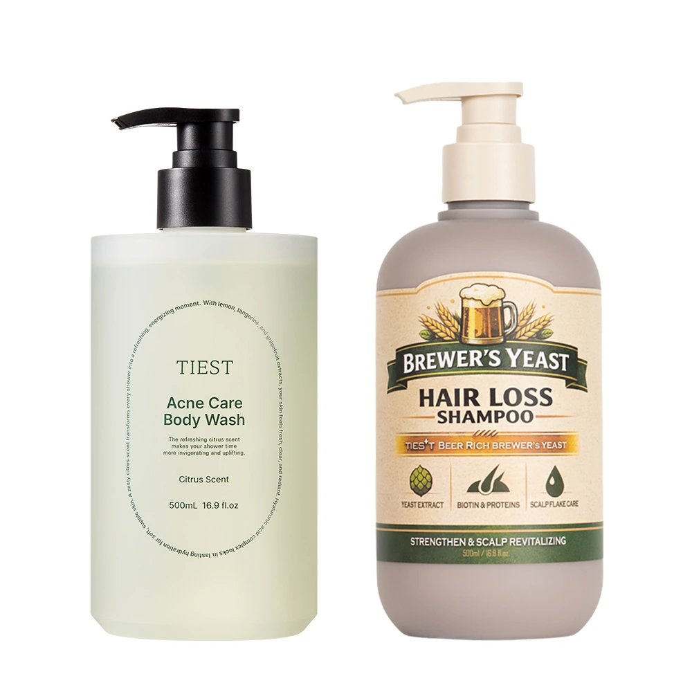 [티에스트] 아크네케어 바디워시 500ml + 비어리치 탈모샴푸 500ml (탈모증상완화 기능성)(업체별도 무료배송)