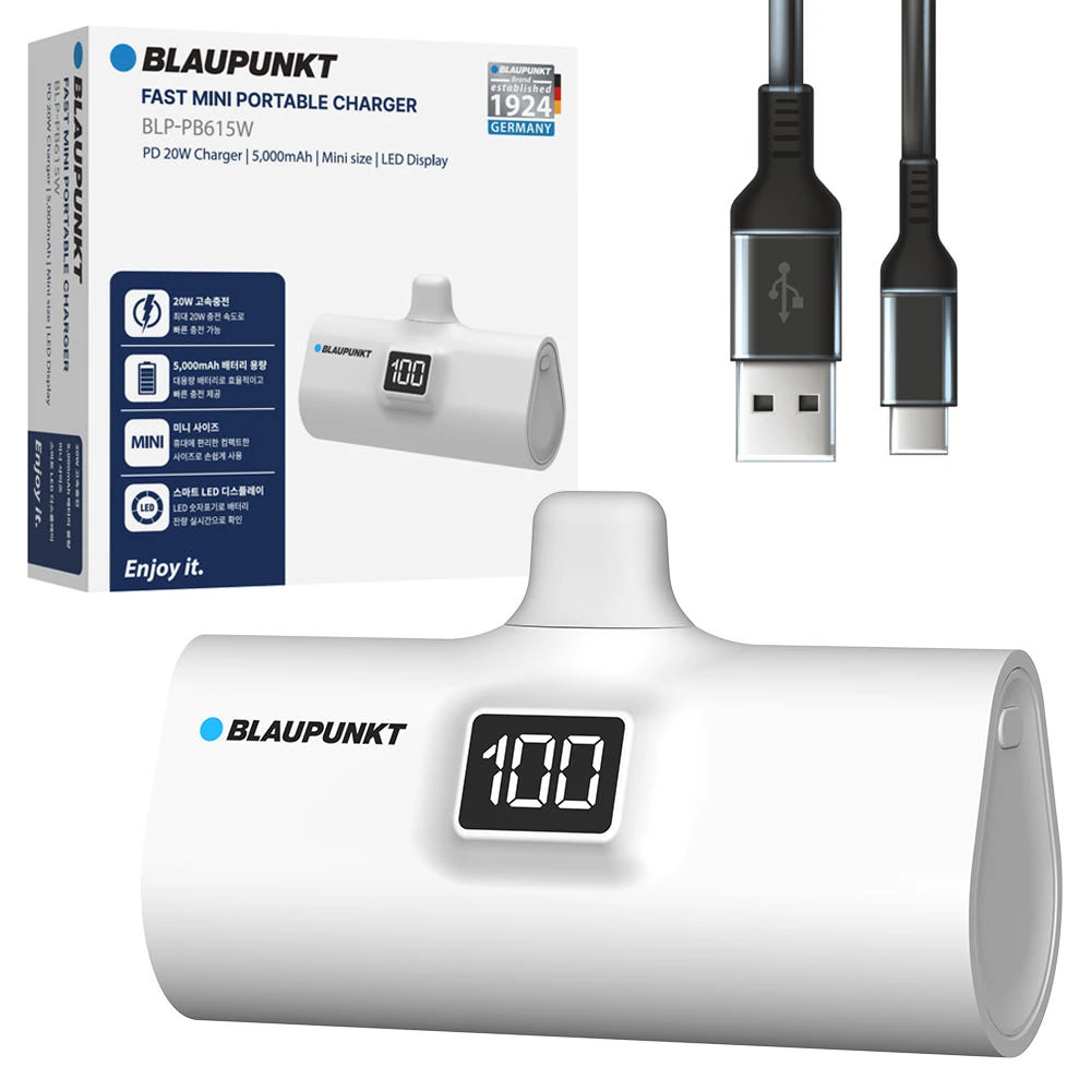 [블라우풍트] 도킹형 고속충전 C타입 보조배터리 5000mAh 기내반입 BLP-PB615 (색상/택1) (업체별도 무료배송)