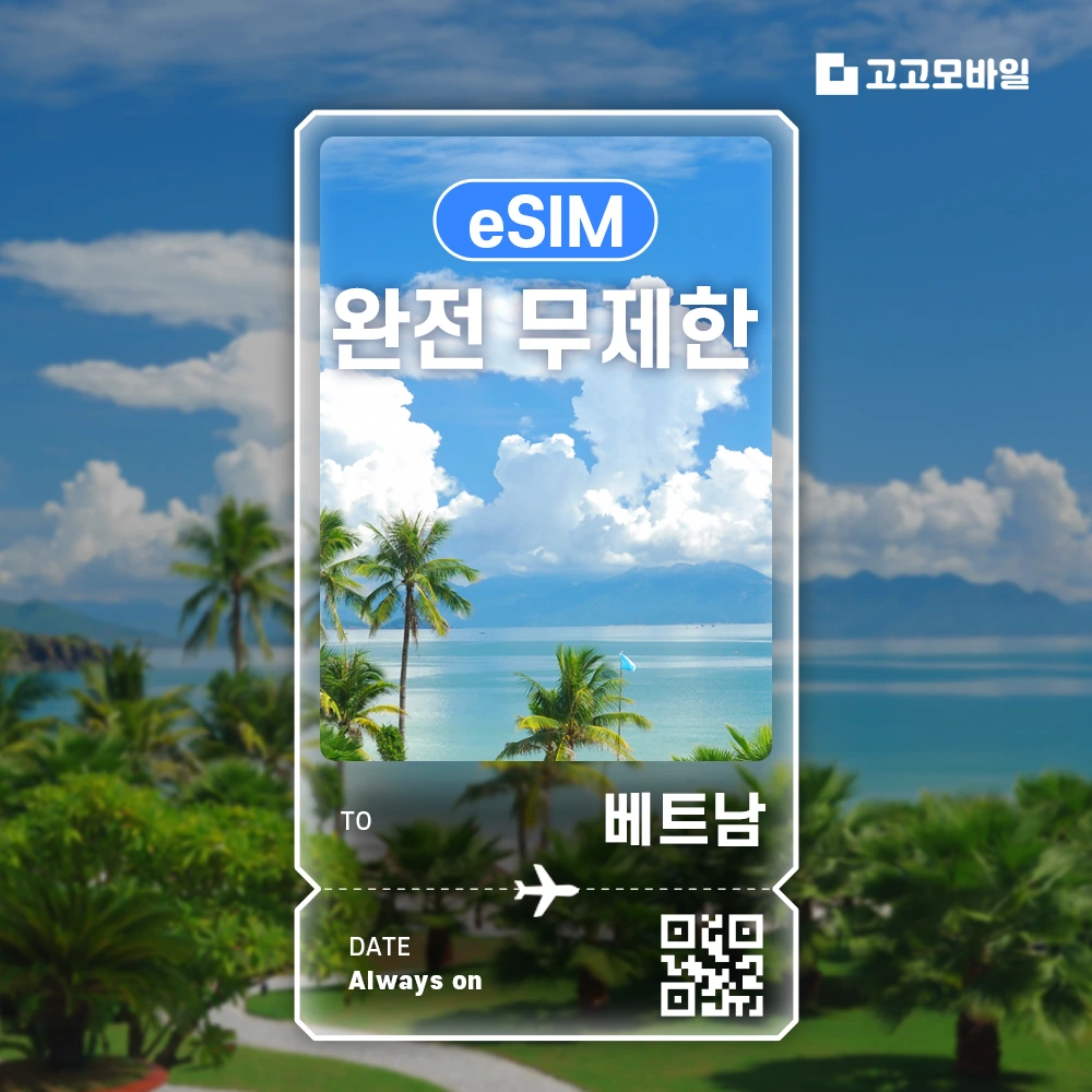 베트남 이심 eSIM 다낭 하노이 호찌민 베트남 전지역 데이터 완전 무제한(~18:00 주문 시 당일 발송)