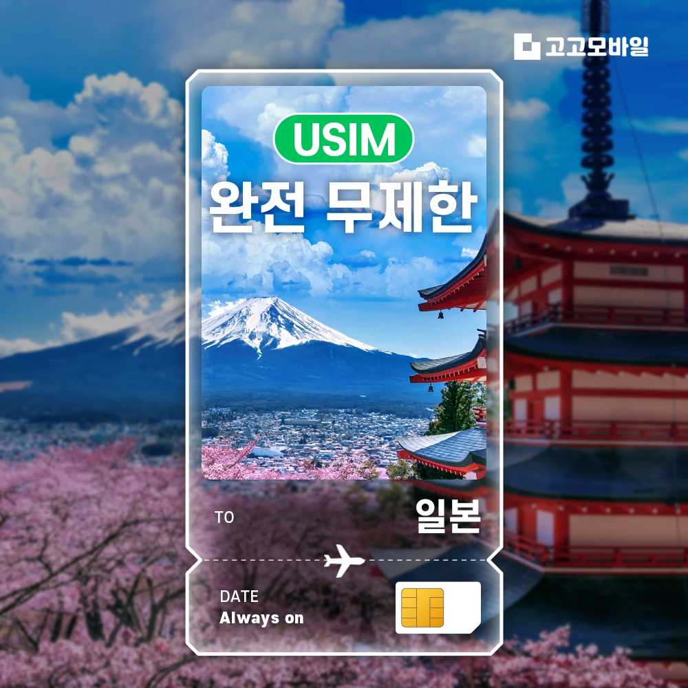일본 USIM 교토 삿포로 오키나와 일본 전지역 데이터 완전 무제한 (~16:00 주문 시 당일 발송)