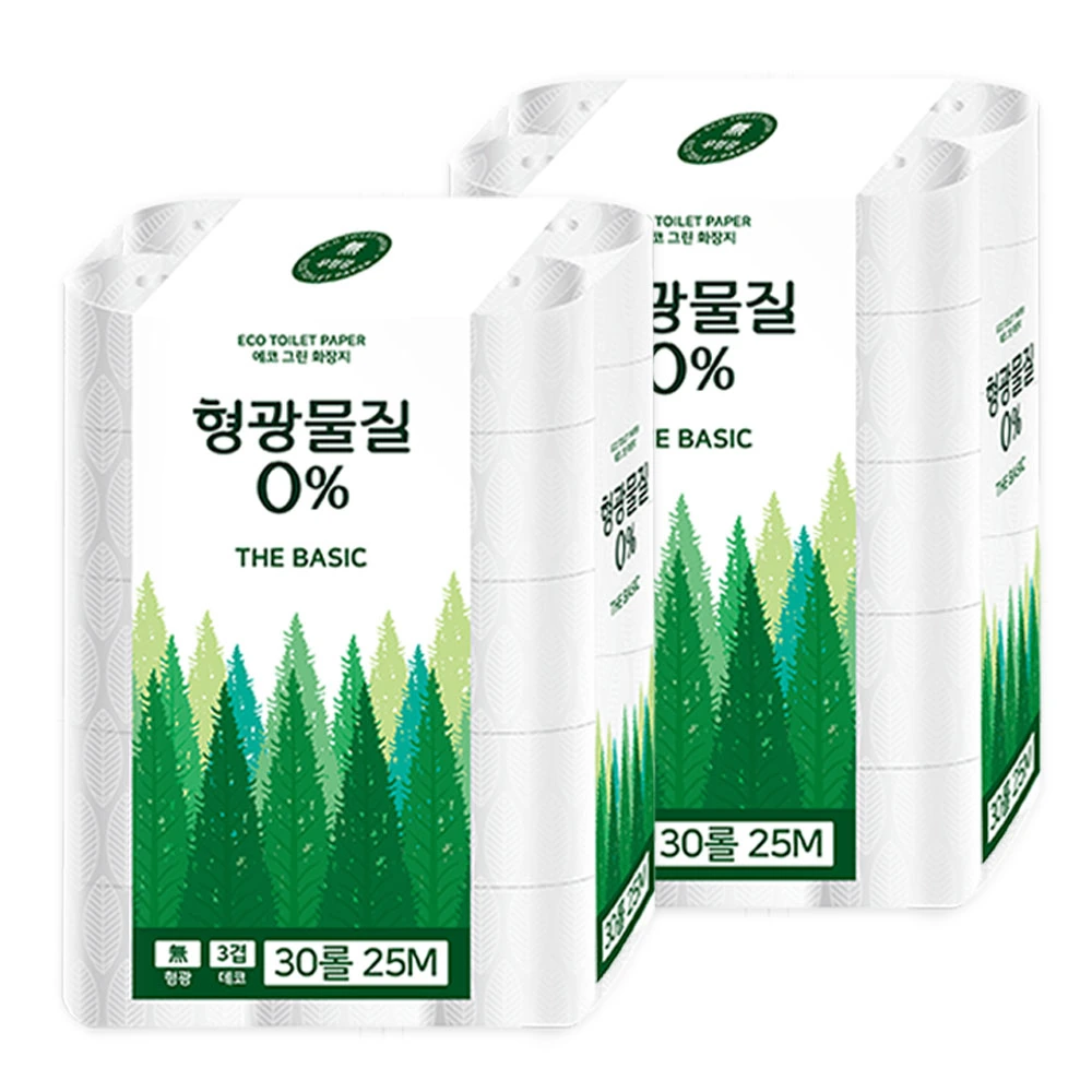 형광물질제로 화장지 25m x 2팩 (업체별도 무료배송)
