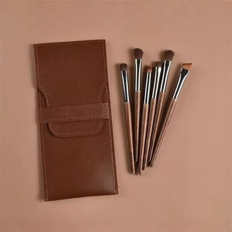 부드러운 블렌딩 천연모 아이섀도우 브러쉬 6pcs (휴대용 파우치 포함) (업체별도 무료배송)