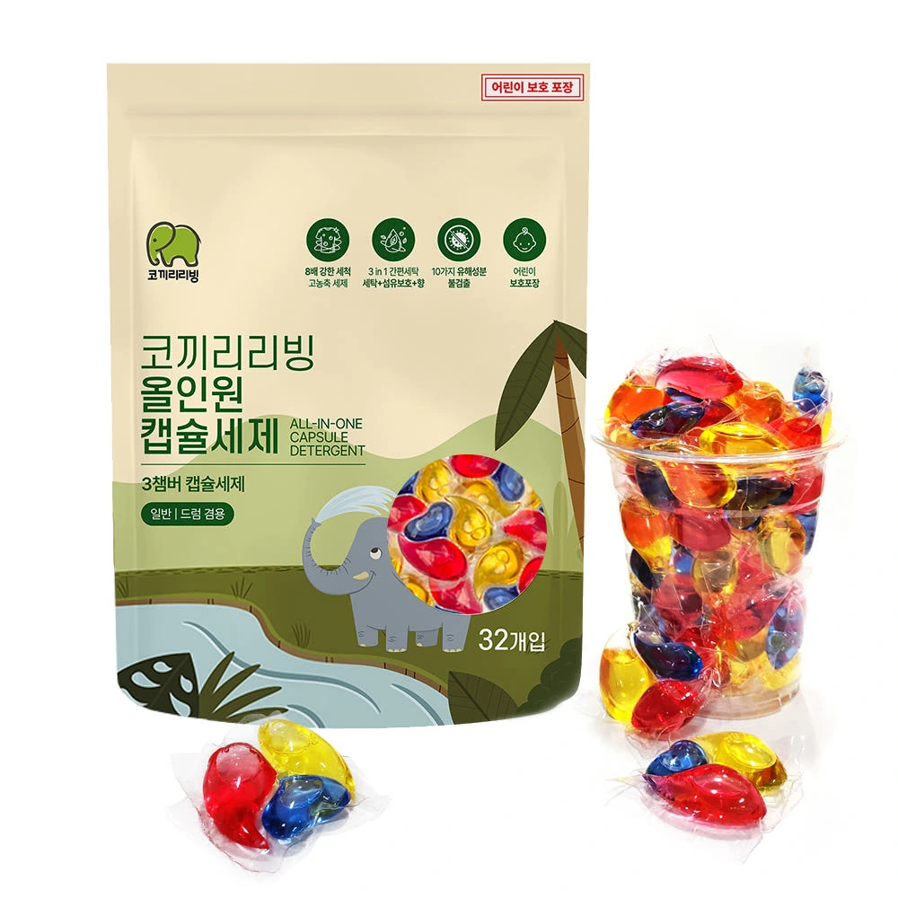 [코끼리리빙] 캡슐세제 올인원 고농축 3in1 일반/드럼 겸용 32개입 (업체별도 무료배송)