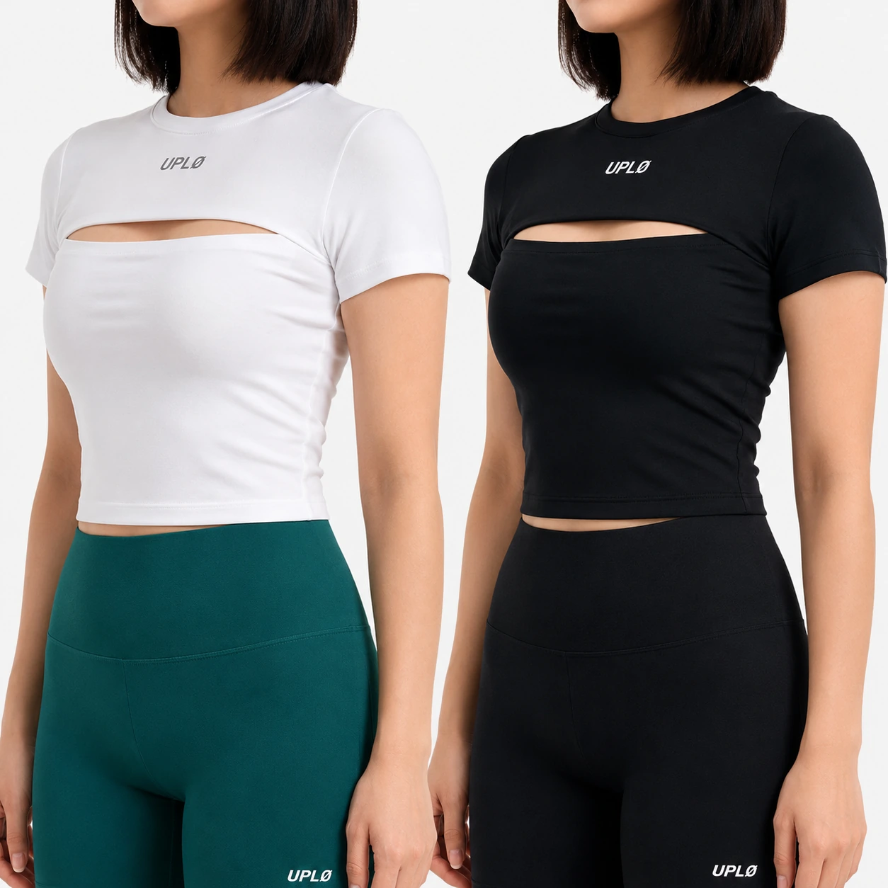 여성 스포츠웨어 UPLG 컷아웃 크롭 숏 슬리브 5color (업체별도 무료배송)