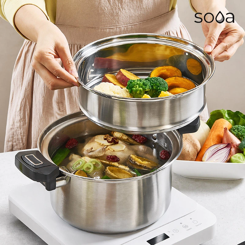 [SOOA] 두가지 요리를 한번에 7L IH 저압냄비 SN-207S (업체별도 무료배송)