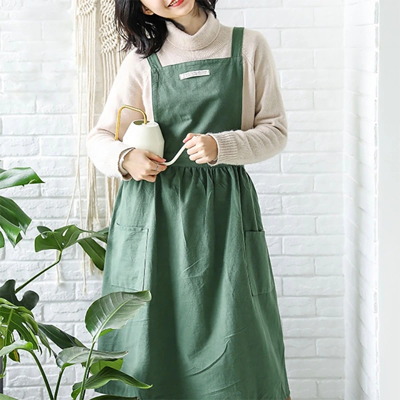 [헬로젬] 심플 모던 뮤트 롱 원피스 앞치마 (업체별도 무료배송)
